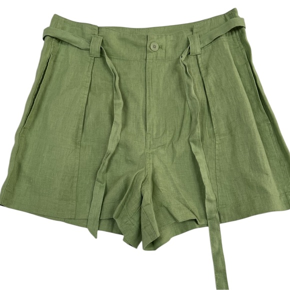 Madewell 100% Linen Paperbag Shorts Tie-Front Women's 6 Seedling Green NWT - Picture 5 of 7